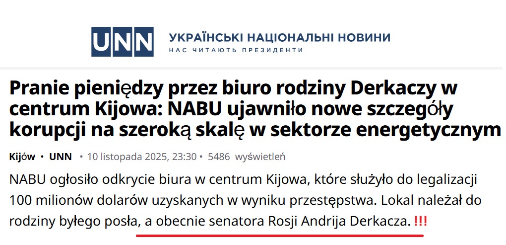 Co wspólnego ma 100 milionów ukradzionych USD, ekipa Zełeńskiego i powiązany z kremlowskimi służbami deputowany do rosyjskiej Rady Federacji❓ 

Otóż zdaniem agencji antykorupcyjnej NABU, którą prezydent Ukrainy usiłował niedawno zdelegalizować i rozbić - całkiem sporo❗️