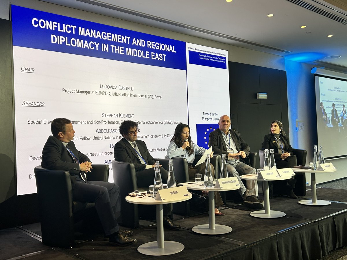IAIonline's tweet image. Second day of @EU_NonProlif conference!

Happening now: first round of breakout sessions on power dynamics and #regionaldialogue in the #EastAsia’s strategic landscape, #strategiccompetition in the outer #spacesecurity &amp;amp; #conflictmanagement and regional #diplomacy in the…