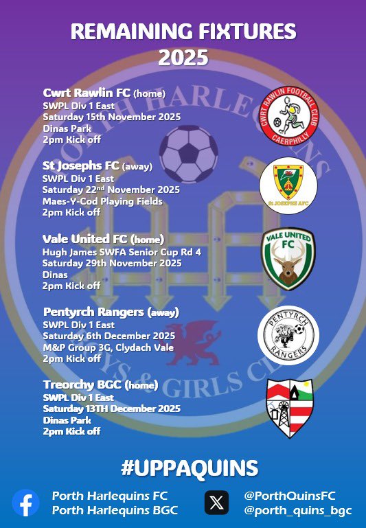 Our remaining fixtures for 2025 🔵🟡🟣
