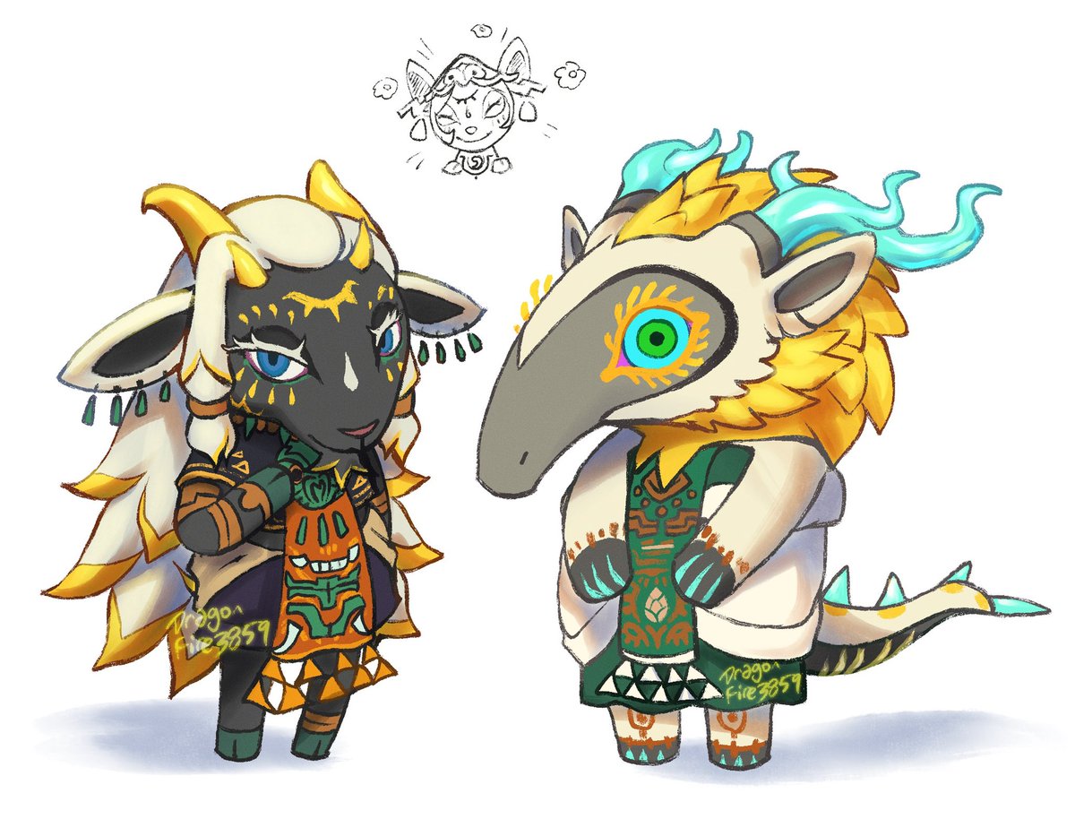 DragonFire3859's tweet image. rauru and light dragon villager idea because i love them both dearly ft mineru #zelda #zeldatearsofthekingdom #loz #totk #animalcrossing