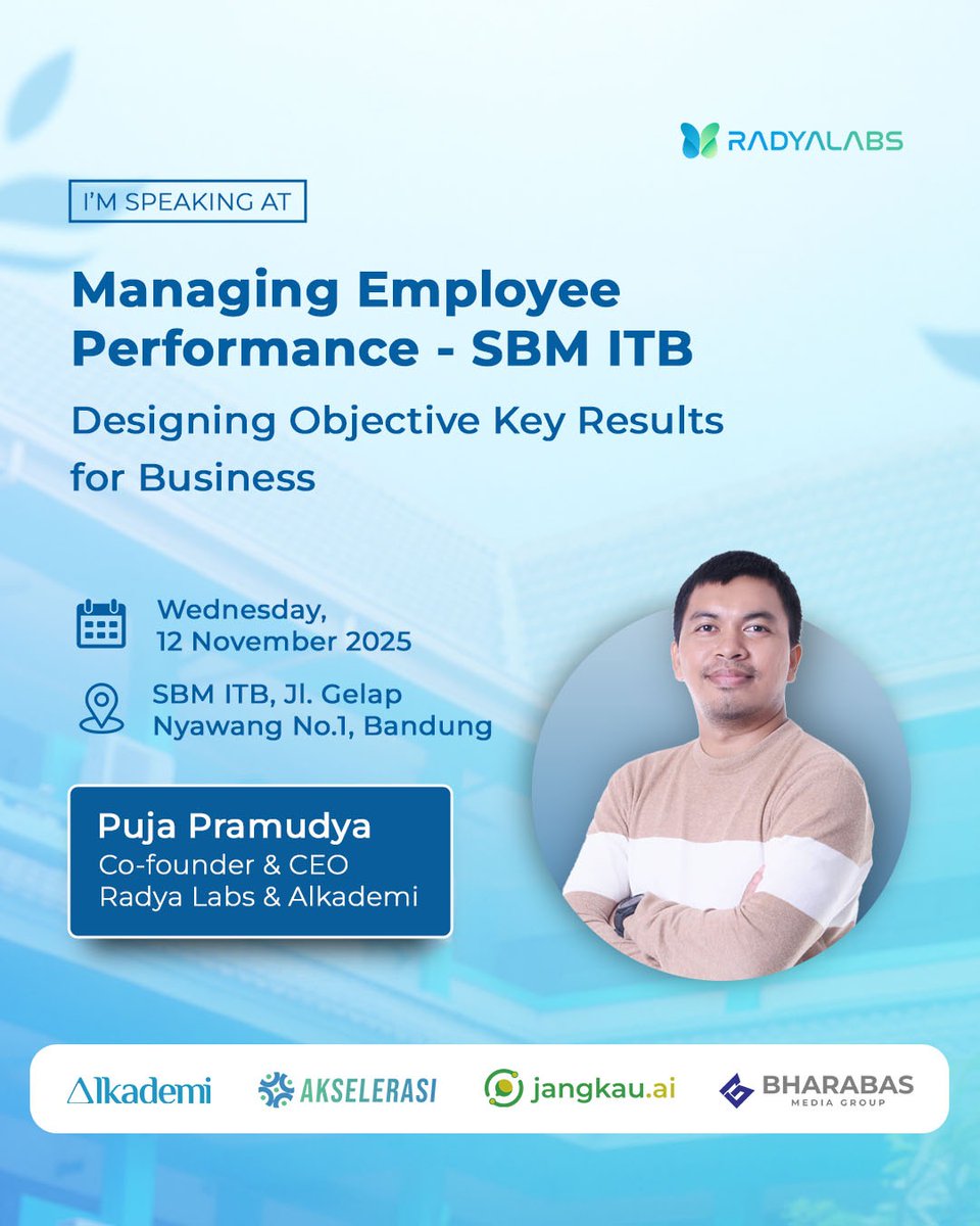 Hari Rabu besok (12/11) Kak Puja <a href="/poedja_p/">Puja Pramudya</a>  akan turun gunung ke SBM ITB untuk sharing mengenai pengelolaan performa kinerja karyawan ✋🏻✊🏻✋🏻✊🏻