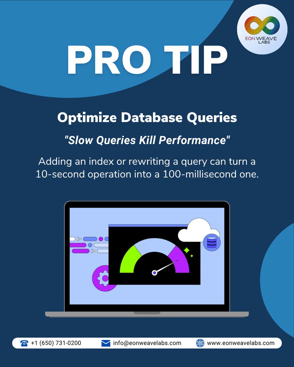 EonWeaveLabs's tweet image. That loading spinner isn&apos;t &quot;building suspense&quot;, it&apos;s killing your user experience.

One poorly optimized query can bring your entire application to its knees. A strategic index or a clever query rewrite can literally transform your app!

#Database #queryoptimization #performance