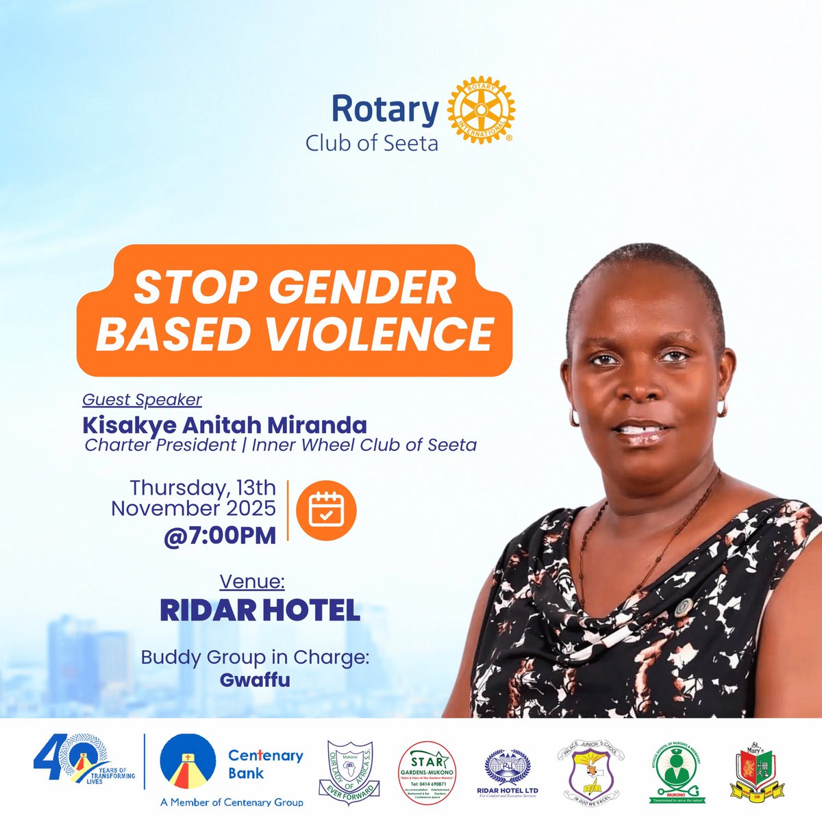 ."Shatter the silence, stop the violence"
Friends, join us as we delve into ending gender based violence 
#RotaryEyamba
#TheRidarz
#RCSeeta
