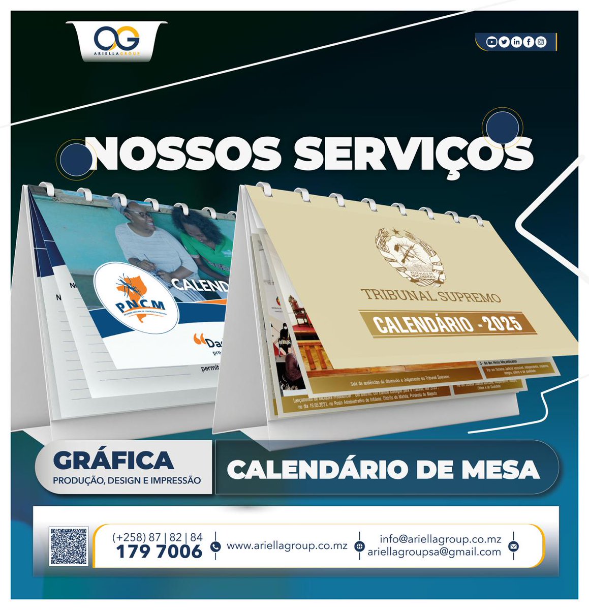 ariellagroupsa's tweet photo. Destaque a sua marca o ano inteiro!
Os calendários de mesa da Ariella Group mantêm o teu negócio sempre à vista dos clientes.
💼 Ideal para empresas e instituições

📞 (+258) 87/82/84 1797006
🌐 https://t.co/THynPQzqGB

#AriellaGroup #Calendarios2025 #DesignProfissional #Grafica https://t.co/AUjMxTQhgW