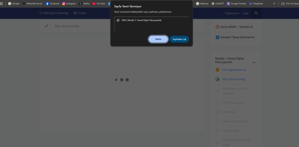 Milli Eğitim Bakanlığı'ndan öğretmenlere bu zulüm neden yapılıyor? 2 gündür sistem düzelmedi, videolar izlenemiyor, eğitimler tamamlanamıyor! Alt yapı yine sınıfta kaldı,ÖBA'yı barındıran sunucu belli ki yetersiz! Aksiyon alınmalı!
<a href="/tcmeb/">Millî Eğitim Bakanlığı</a>
<a href="/Yusuf__Tekin/">Yusuf Tekin</a>