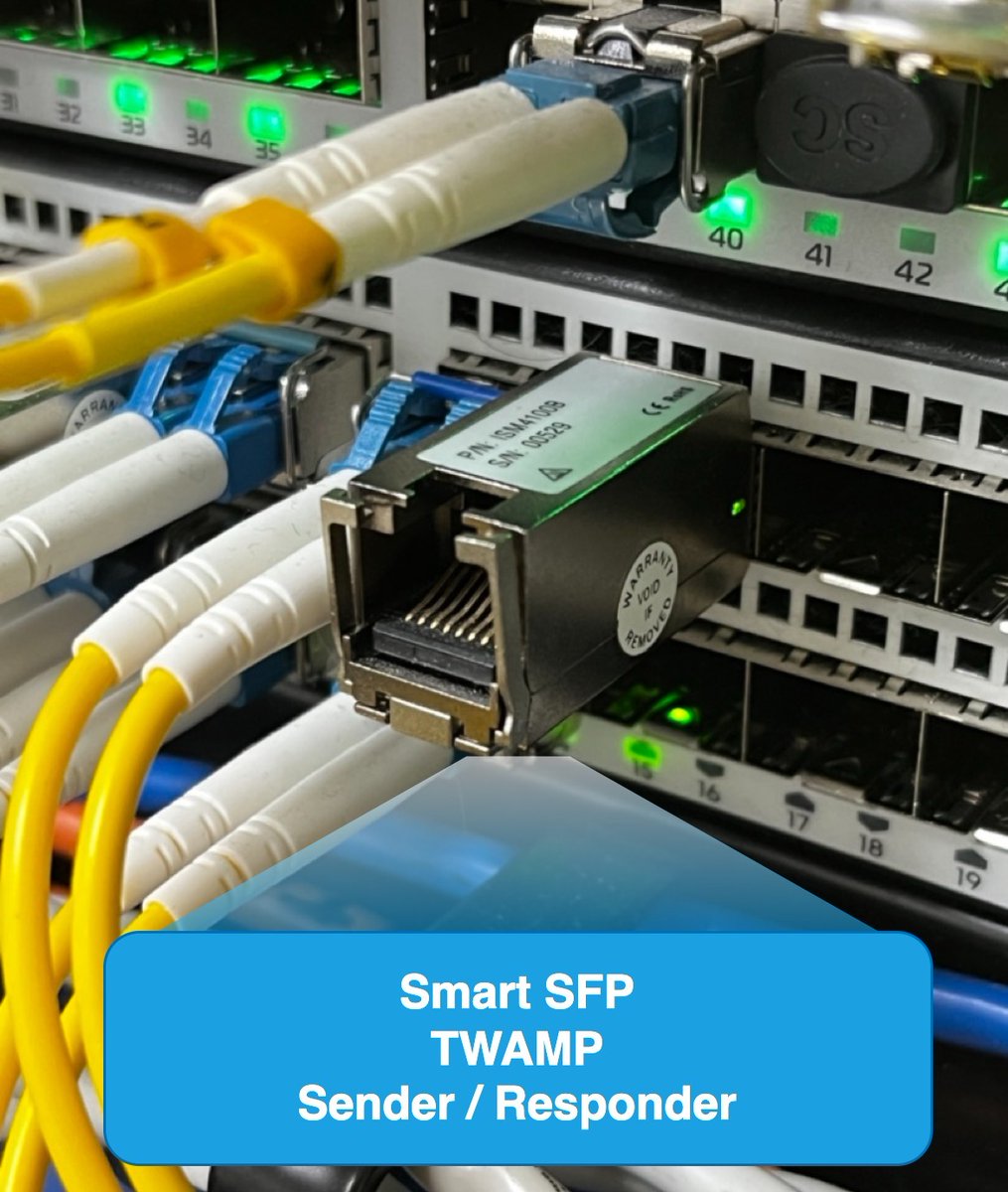 plumspacecom's tweet photo. Smart SFP for active monitoring using TWAMP
- Acts as Sender, Responder or both
- HW-accelerated for line-rate and sub-microsecond accuracy
- Multi-flow and multi-tenant operation
- Use the built-in or install your preferred implementation
- All you need is a free SFP slot https://t.co/8NDlaCU9Fq