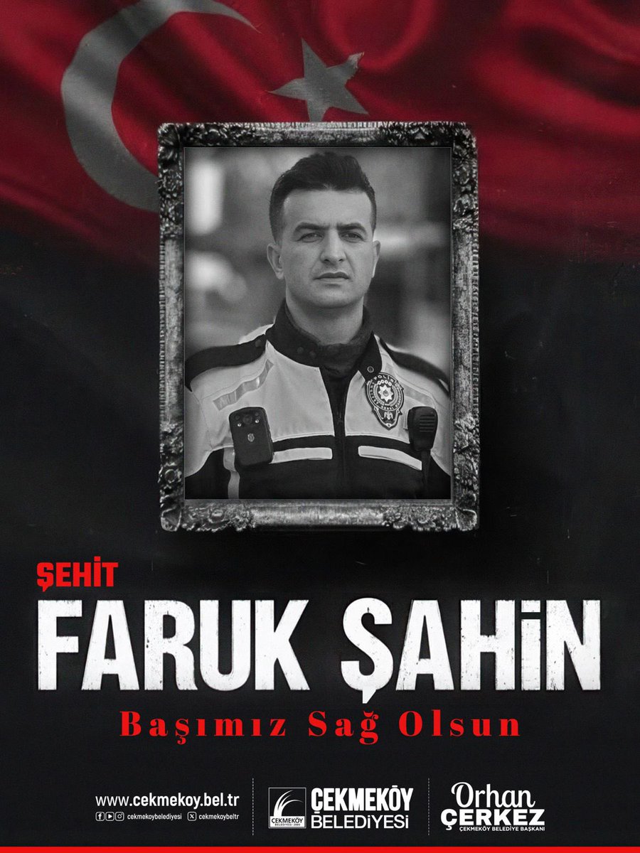 Osmaniye Trafik Tescil ve Denetleme Şube Müdürlüğü’nde görev yapan Çekmeköylü hemşehrimiz Polis Memuru Faruk Şahin’in, görevi başında geçirdiği kalp krizi sonucu kaldırıldığı hastanede tüm müdahalelere rağmen şehit olduğunu derin bir üzüntüyle öğrenmiş bulunuyoruz. 

Fedakâr