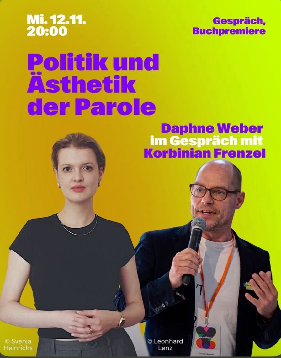Am Mittwoch diskutieren wir im Literaturforum im Brecht-Haus über die besten Parolen, den Stand der Debatte und wie die Medienrevolution unsere Kommunikation verändert. 
🤌 Und es gibt Sekt &amp; lustige Bilder, die ich in Archiven aufgestöbert habe 🥂 
<a href="/k_frenzel/">Korbinian Frenzel</a>
