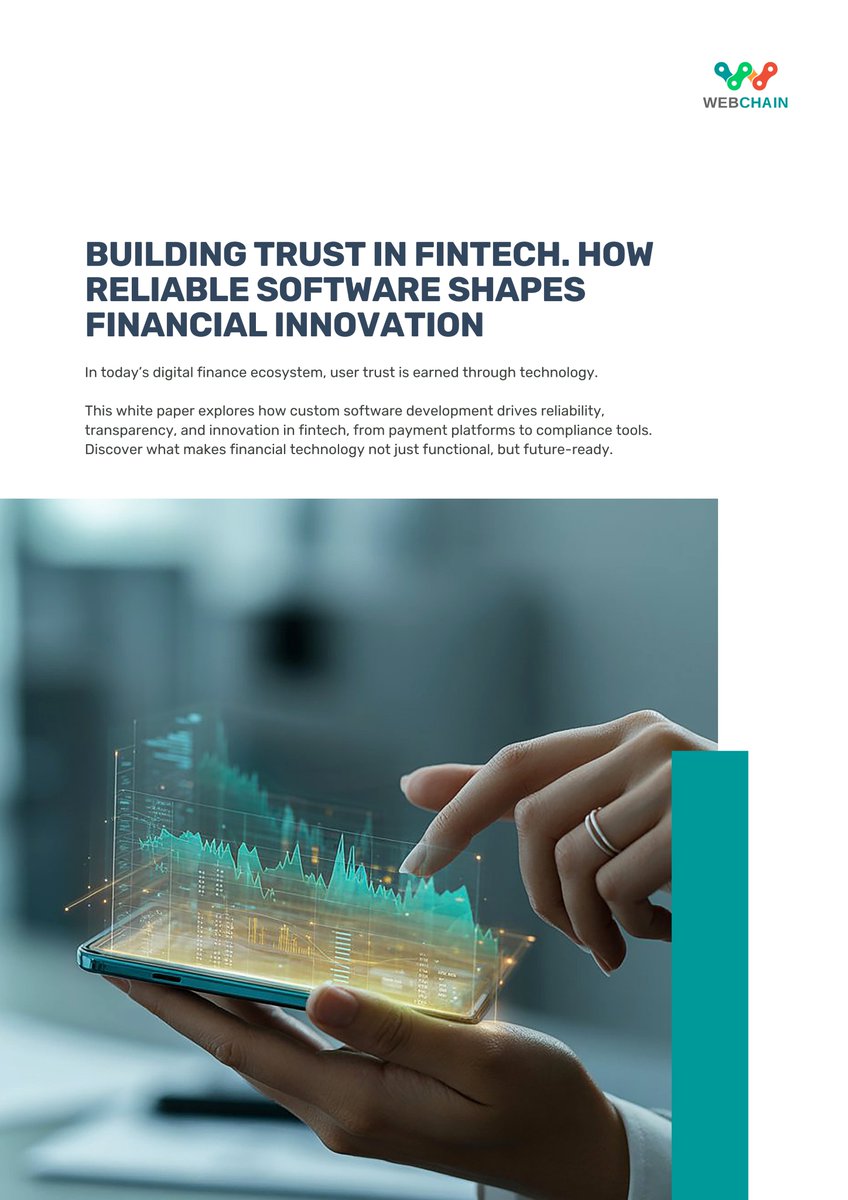 webchain_ro's tweet photo. Everyone in fintech talks about speed.But here’s what we’ve learned: trust is what really matters.

Our new #whitepaper explores how reliable software turns compliance and scalability into real growth engines.

Building Trust in #fintech  🔗👉 https://t.co/Bt6HNtqfv7 https://t.co/QL7OiIf4Dz