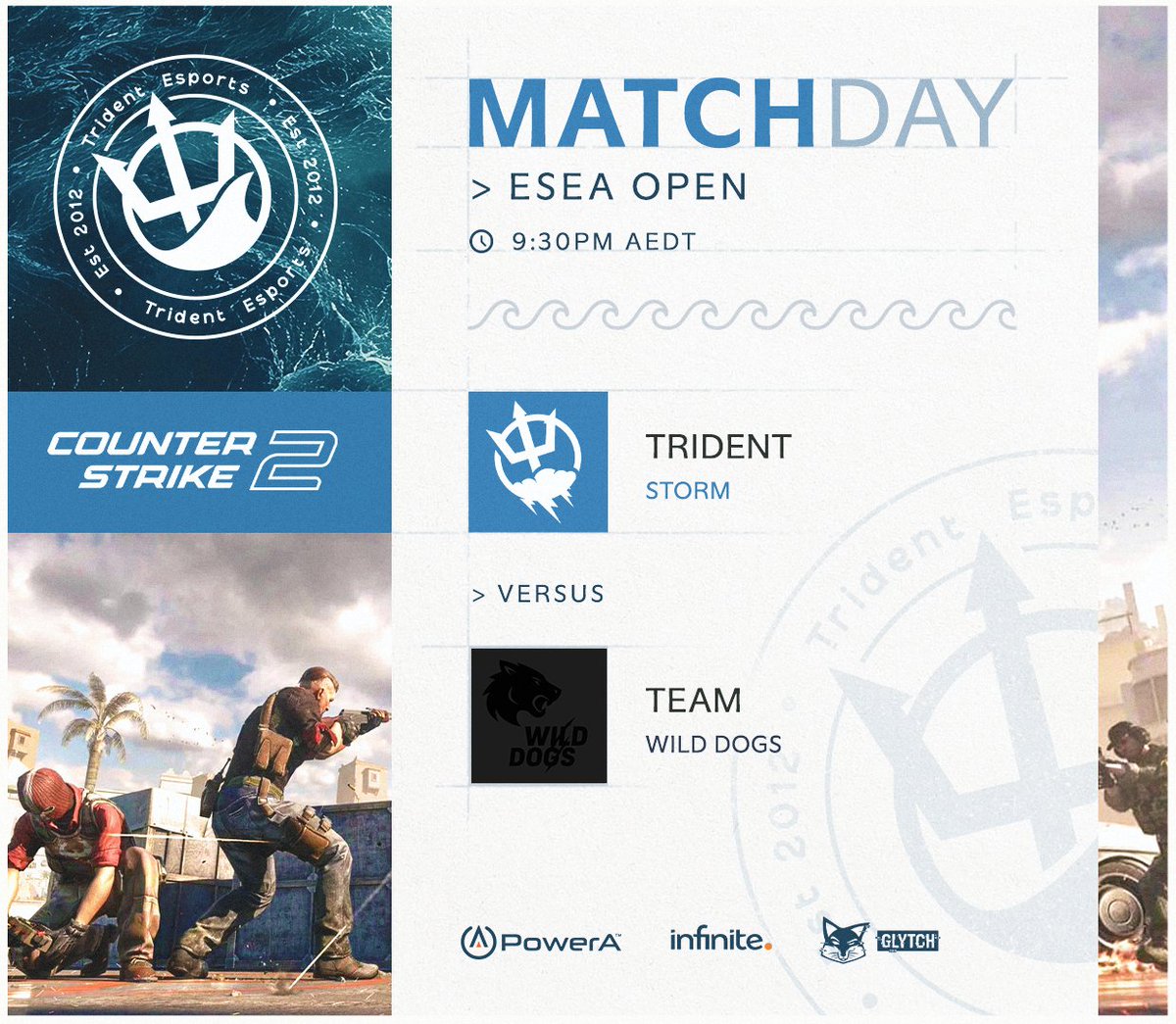 #MATCHDAY 

#TridentStorm are back with another match tonight against #WildDogs. Our captain is back, a win is on the table, time to lock in this W!

🆚#WildDogs
🕤9:30pm AEDT
📷faceit.com/en/cs2/room/1-…