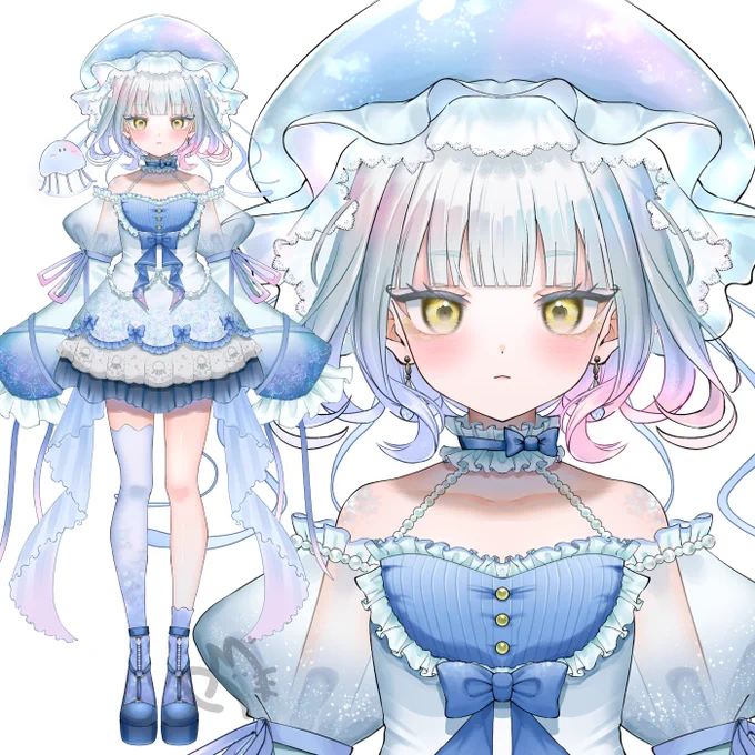 クラゲの子、調整とパーツ分け終わったらモデリングします～! 完成は来月になるかと思います! #Live2DWIP #Vtuber魂募集