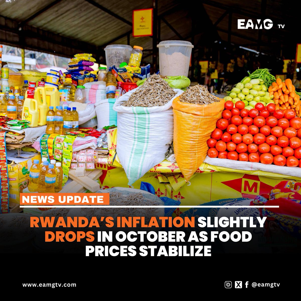 #Rwanda’s headline inflation slowed slightly to 7.1 percent year-on-year in October 2025, down from 7.3 percent in September, according to the latest Consumer Price Index (CPI) report released by the National Institute of Statistics of Rwanda (NISR) on November 10. #EAMGtv

READ: