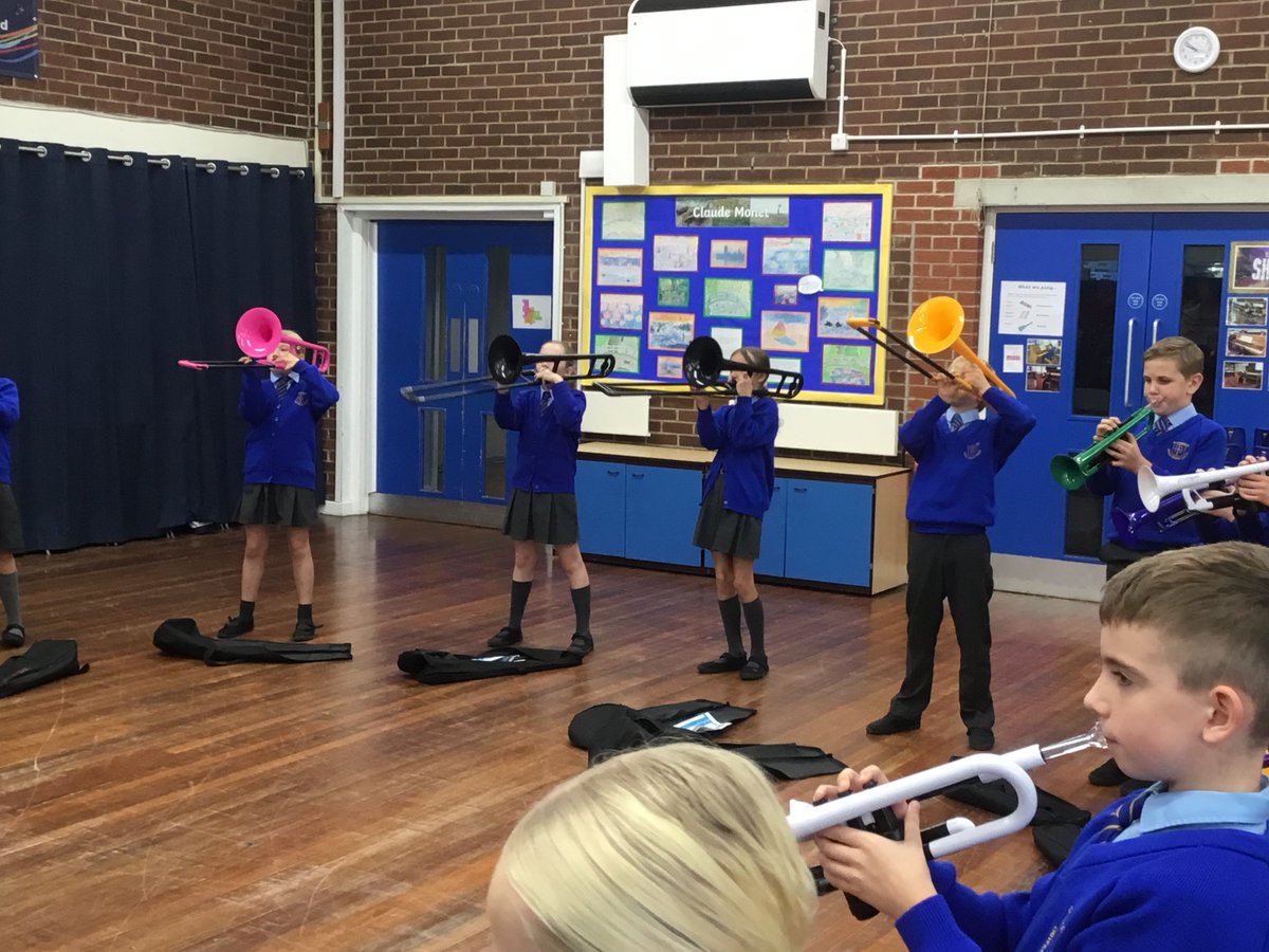 Class 5 enjoyed their first Brass Brigade session using trumpets, cornets and trombones.
