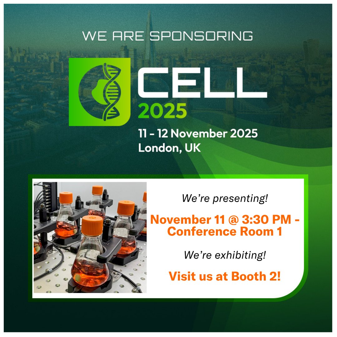 scientific_bio's tweet image. We’re live at #Cell2025!
Join us at 3:30 PM in Conference Room 1 for our session, &quot;Multiparameter Sensor for Shake Flasks&quot; to see how real-time insights can help you remove black boxes and accelerate bioprocess development.

#NextGenBiomed2025 #shakeflask #bioprocessing