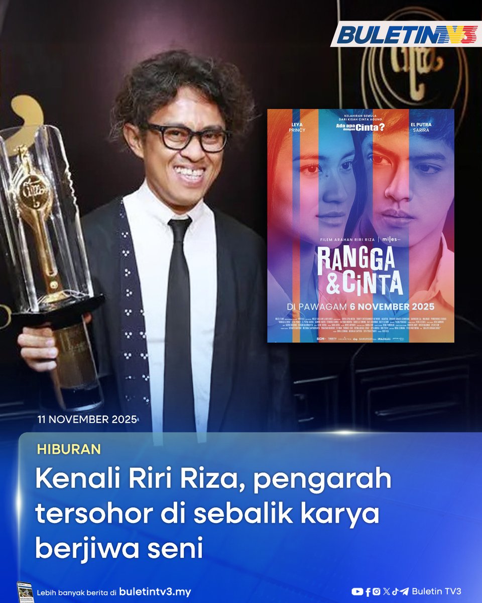 BuletinTV3's tweet photo. HIBURAN | Nama Riri Riza bukan asing dalam dunia perfileman Indonesia. 

Sebagai seorang pengarah berpengaruh, beliau sinonim dengan karya yang sarat emosi, nilai seni tinggi dan dekat dengan jiwa penonton.

#BuletinTV3 #RiriRiza #AdaApaDenganCinta #FilemIndonesia https://t.co/hY6oPB1oNC
