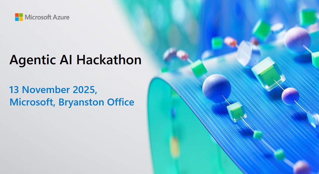 MicrosoftSA's tweet image. Agentic AI Hackathon lands in Bryanston, Microsoft Office, 13 Nov (09:00) Build &amp;amp; evaluate AI agents for claims processing with Azure AI Agent Service, Semantic Kernel &amp;amp; Azure Functions. BYO laptop (Azure access).
Register: msft.it/6016tMTHn #AIHackathon