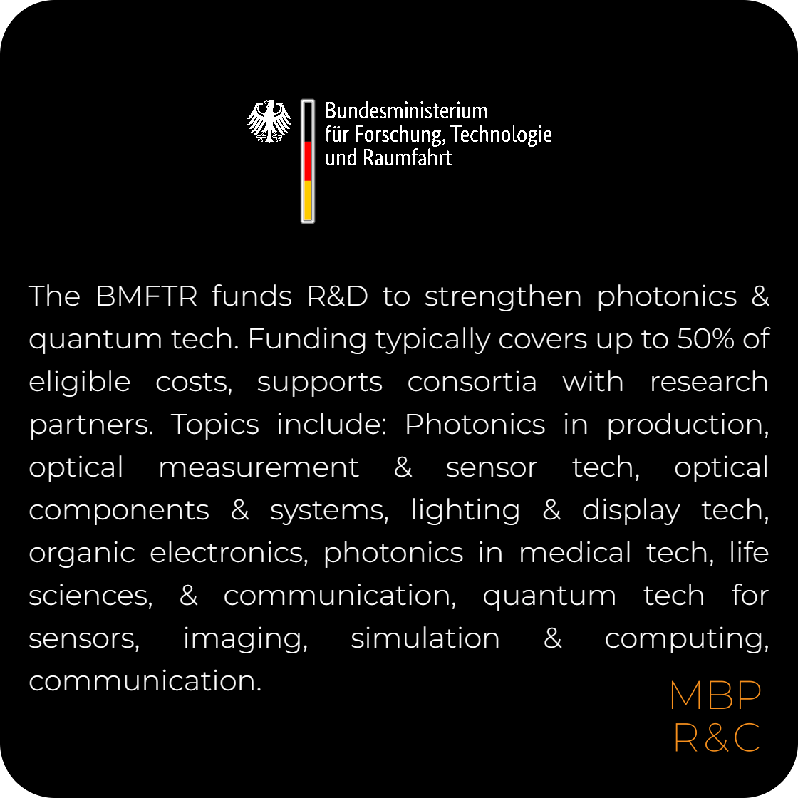 📢SMEs in photonics &amp; quantum tech—the <a href="/bmftr_bund/">BMFTR</a> supports R&amp;D for photonics &amp; quantum tech
📅15 Apr 2026
🏷️Know a photonics or quantum-tech SME that should apply? Tag them
#CallForProposals #ResearchFunding #ResearchSupport
<a href="/ImMatthewP/">Matthew Plutschack</a>