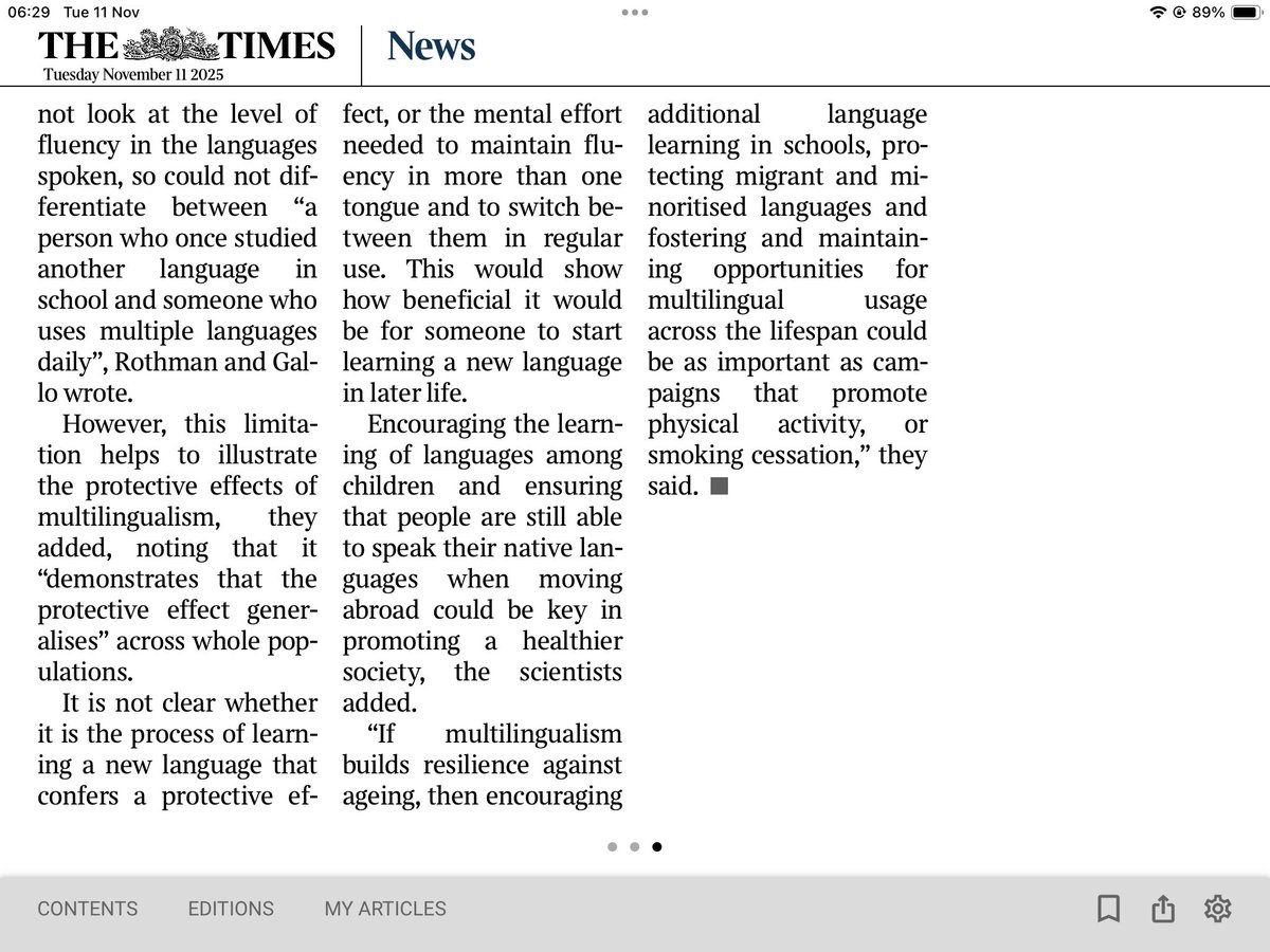 Good news for languages and the brain! Love what it says about being trilingual 😊