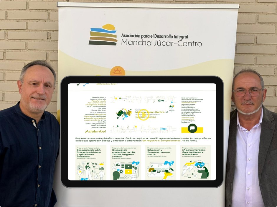 🤖Mancha Júcar-Centro ha creado una plataforma web de asesoramiento y apoyo a la implantación de la Inteligencia Artificial, dirigida a empresas, ayuntamientos y ciudadanía de la comarca.
ℹ️Más info: tinyurl.com/yw5kxh7h
#manchajucarcentro #DesarrolloRural #innovación #IA