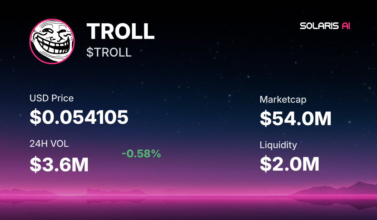 A $launchcoin whale just bought 73.33 SOL ($12.10K) of $TROLL at $54.0M MC 🐋