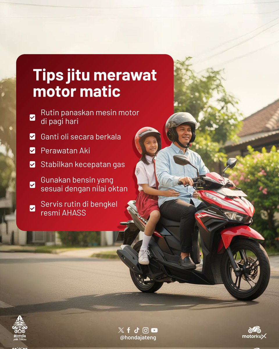 Save dulu nih lur! Selalu ingat dan rawat motor matic-mu mulai dari tips-tips ini supaya motormu semakin awet dan terawat!

#HondaJateng #MotoreWongJawaTengah #AstraMotorJateng