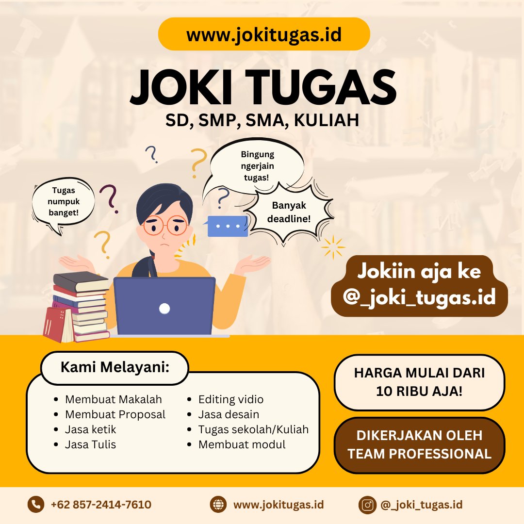 ureskyline's tweet photo. Pusing nugas, jokiin aja ke https://t.co/7ukXGZ8qum Murah, tapi gak murahan!

#zonauang #universitas #jokitugaskuliah #jokiskripsi https://t.co/A2aQPBjdIc