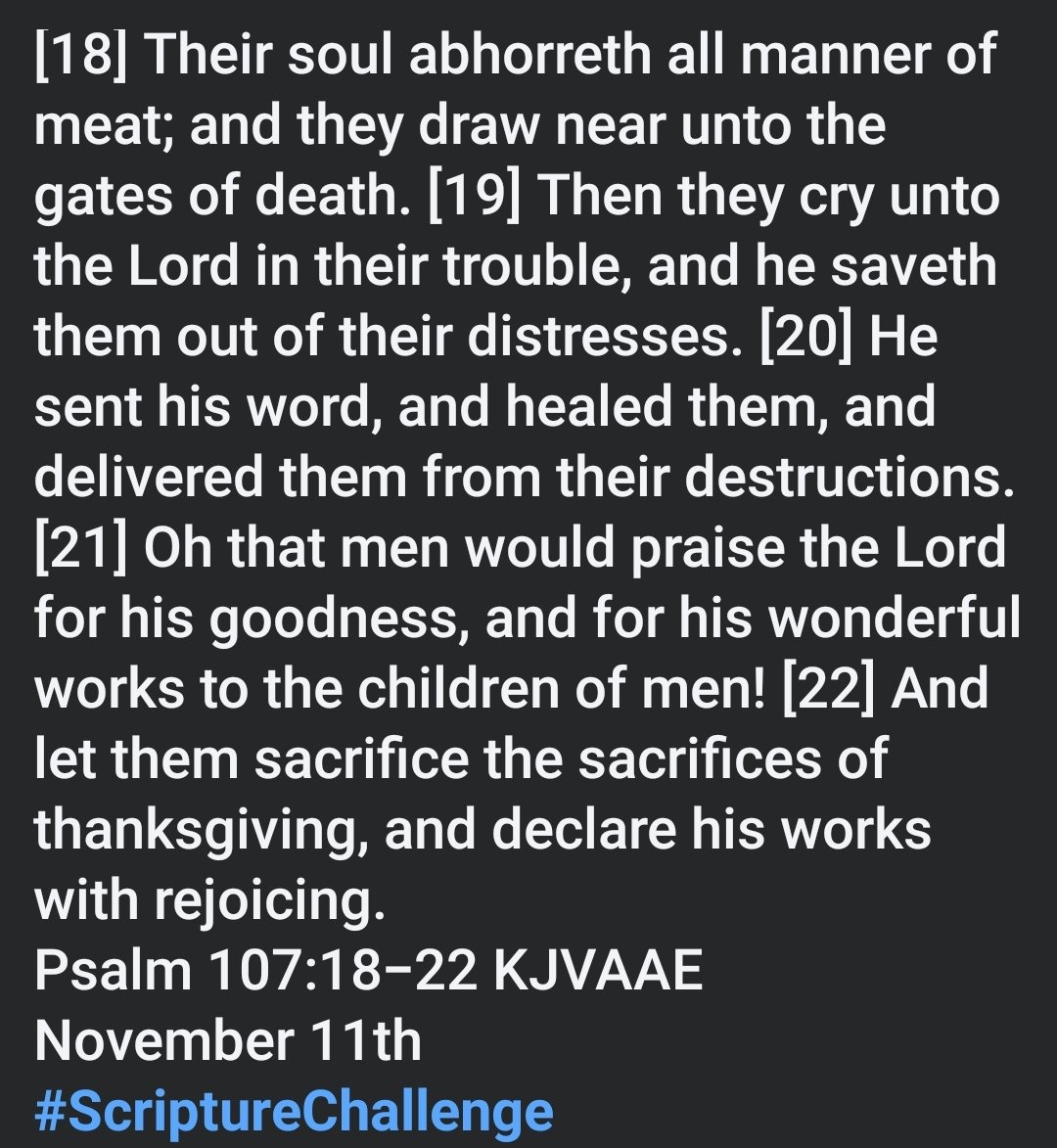 dwaynetmoore's tweet image. November 11th 
#ScriptureChallenge