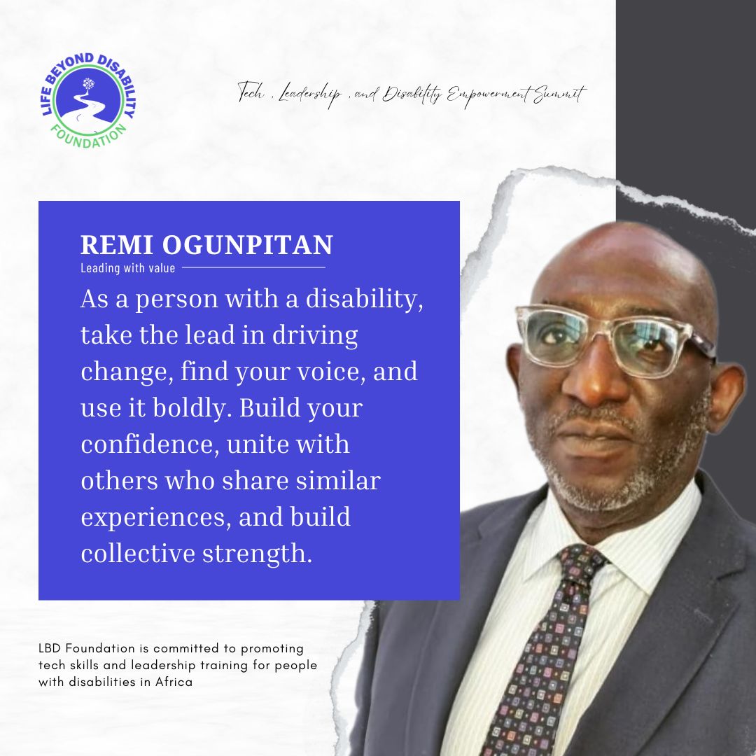 LBDfoundation1's tweet photo. Leadership begins when you find your voice and use it to inspire change.

Throwback to one of the most empowering moments with Remi Ogunpitan, as he reminded us that people with disabilities are not just participants; they are leaders shaping the future.

#Leadership #Disability https://t.co/J3DOy465lU