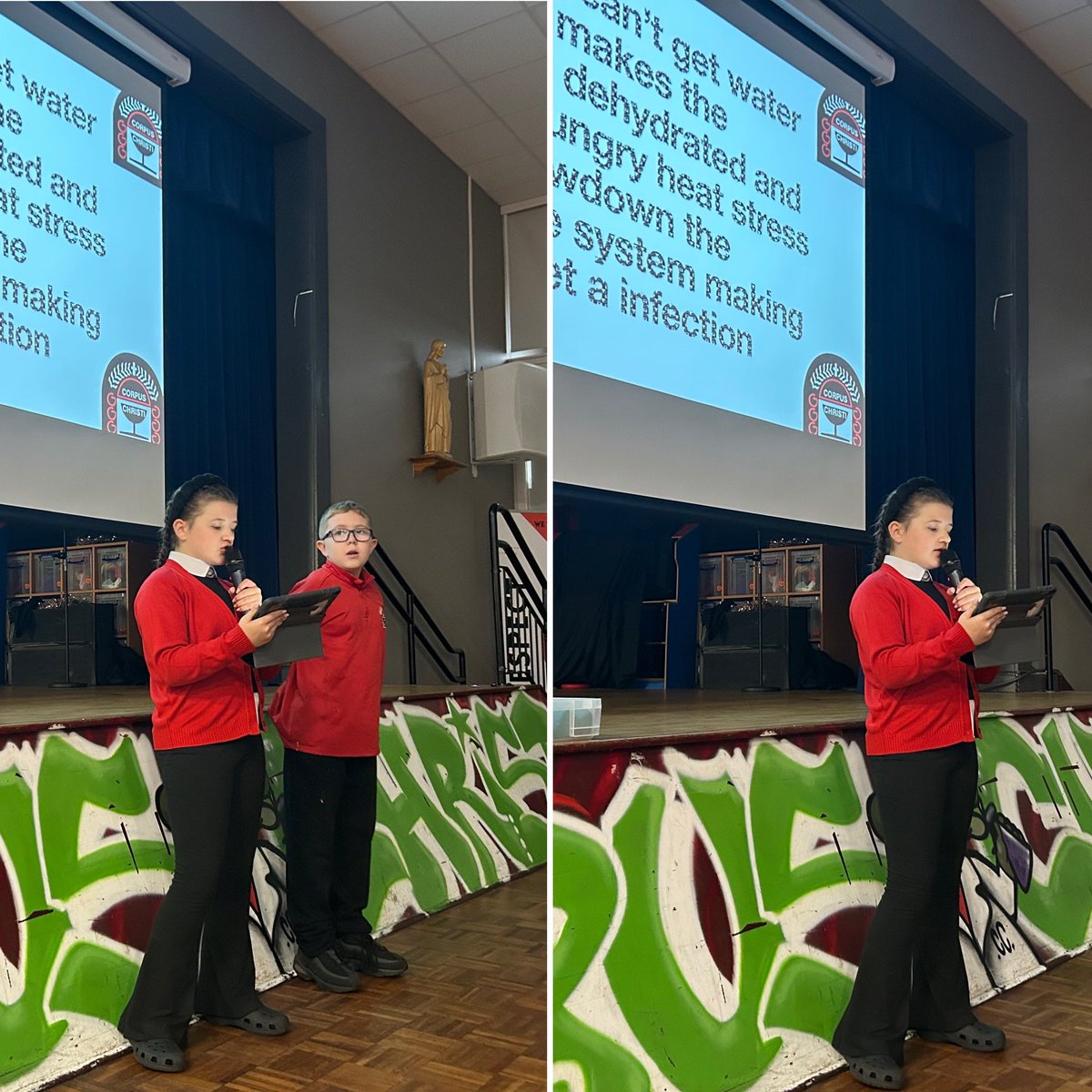 Pupil voice and leadership. Some P7 pupils prepared and presented our last assembly. We learned all about the effects climate change has had on our animals. <a href="/CorpusChristi_K/">Corpus Christi PS</a> #ClimateCrisis