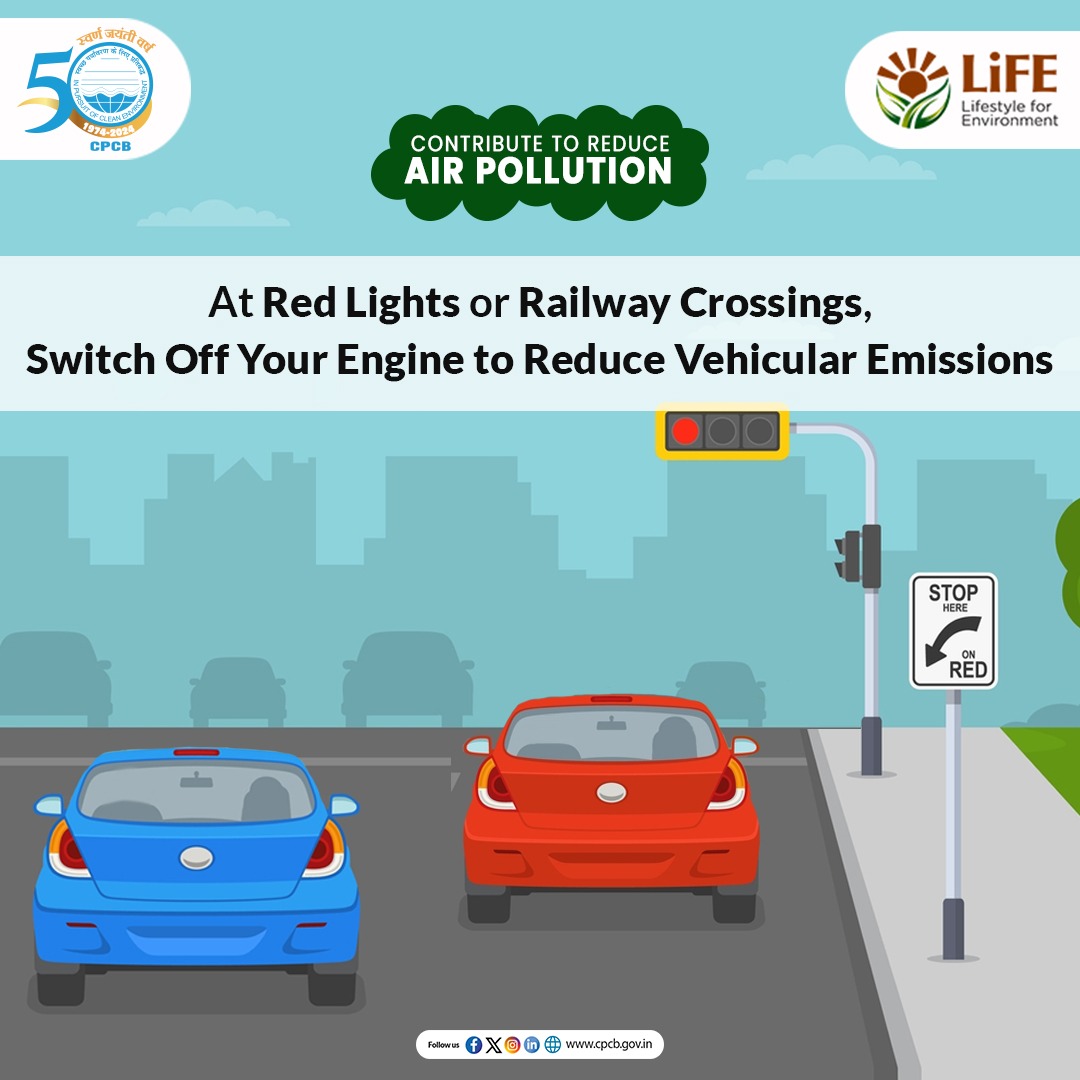 CPCB_OFFICIAL's tweet photo. Contribute to reducing air pollution by switching off your vehicle’s engine at stoppages such as red lights and railway crossings.
#ReduceAirPollution #SwitchOffEngine
@byadavbjp @KVSinghMPGonda @moefcc @mygovindia @PIB_India https://t.co/v5w5TeERwi