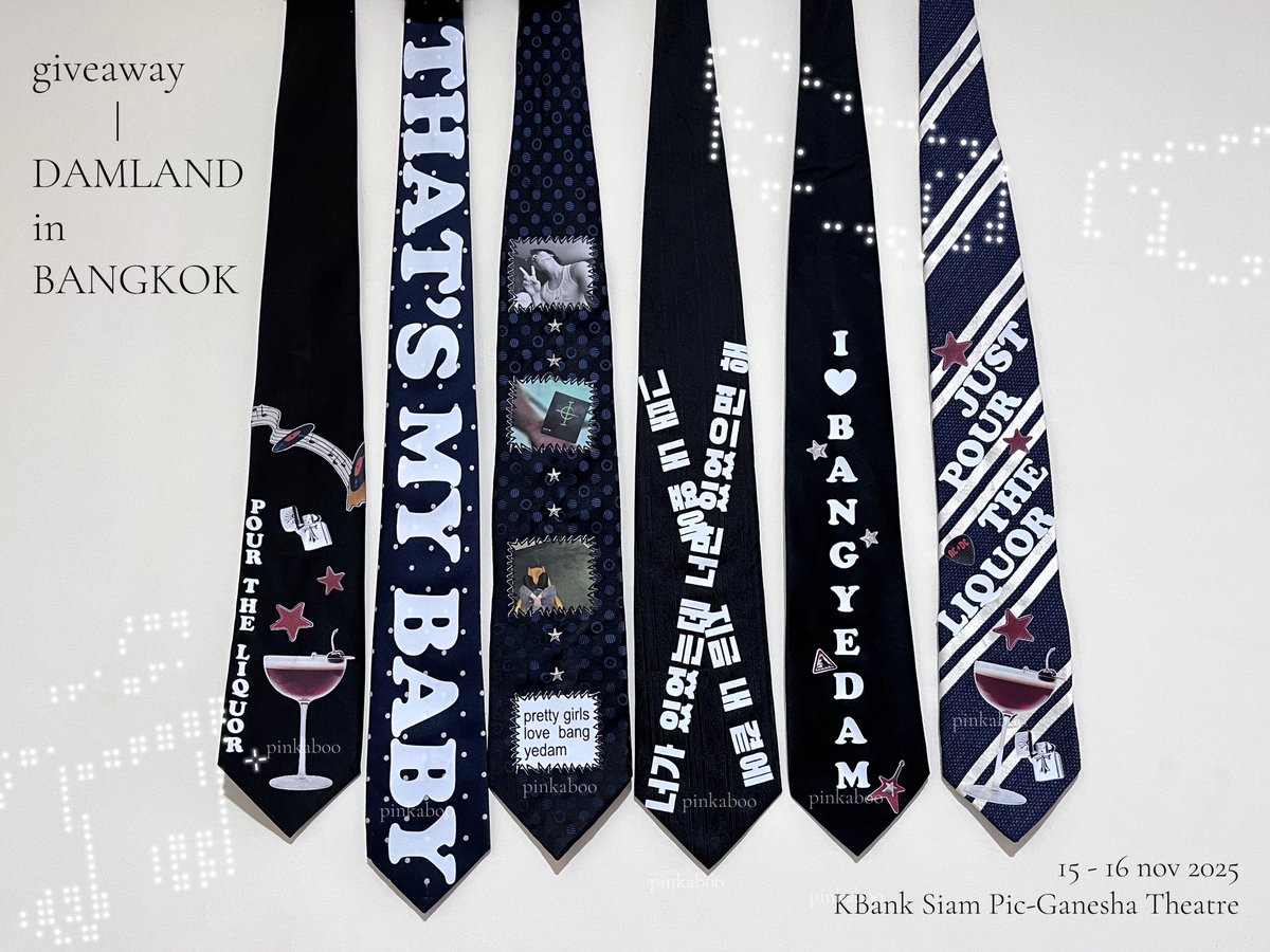 📁 กิ้บอะเว เนคไท 30 ea ค้าบบ [ แบ่งแจก 2 วันทำมาไม่เยอะแต่ตั้งใจทำมากคับy—y ]

! รีทวิต + โชว์บัตรคอน

X รับแล้วไม่อนุญาตให้นำกิ้บอะเวไปขายต่อ เด็ดขาด ไม่ว่าจะกรณีใด ๆ | เลือกลายไม่ได้ X

#บายดีมีกิ้บอะเว #DAMLANDinBKK 
#DAMLAND_IN_BANGKOK