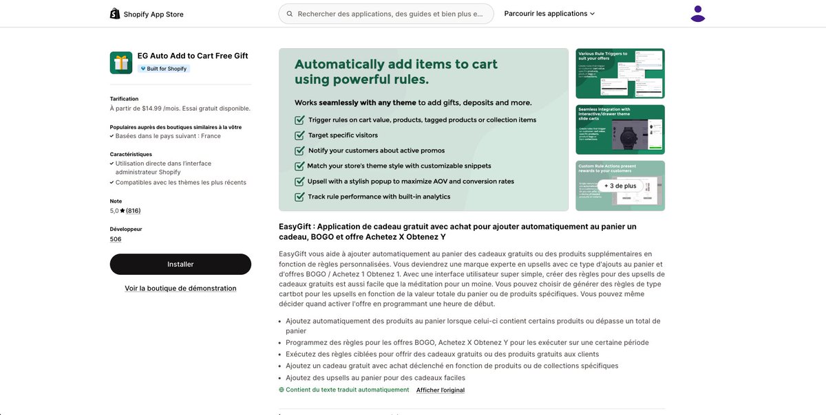 NathanNoCode's tweet image. Une application intéressante pour « gamifier » votre process d’achat :

• Ajout automatique de produit cadeau
• Choix entre plusieurs cadeaux
• Règles ciblées en fonction de l’offre

Je vous invite à jeter un œil 👇🏼
