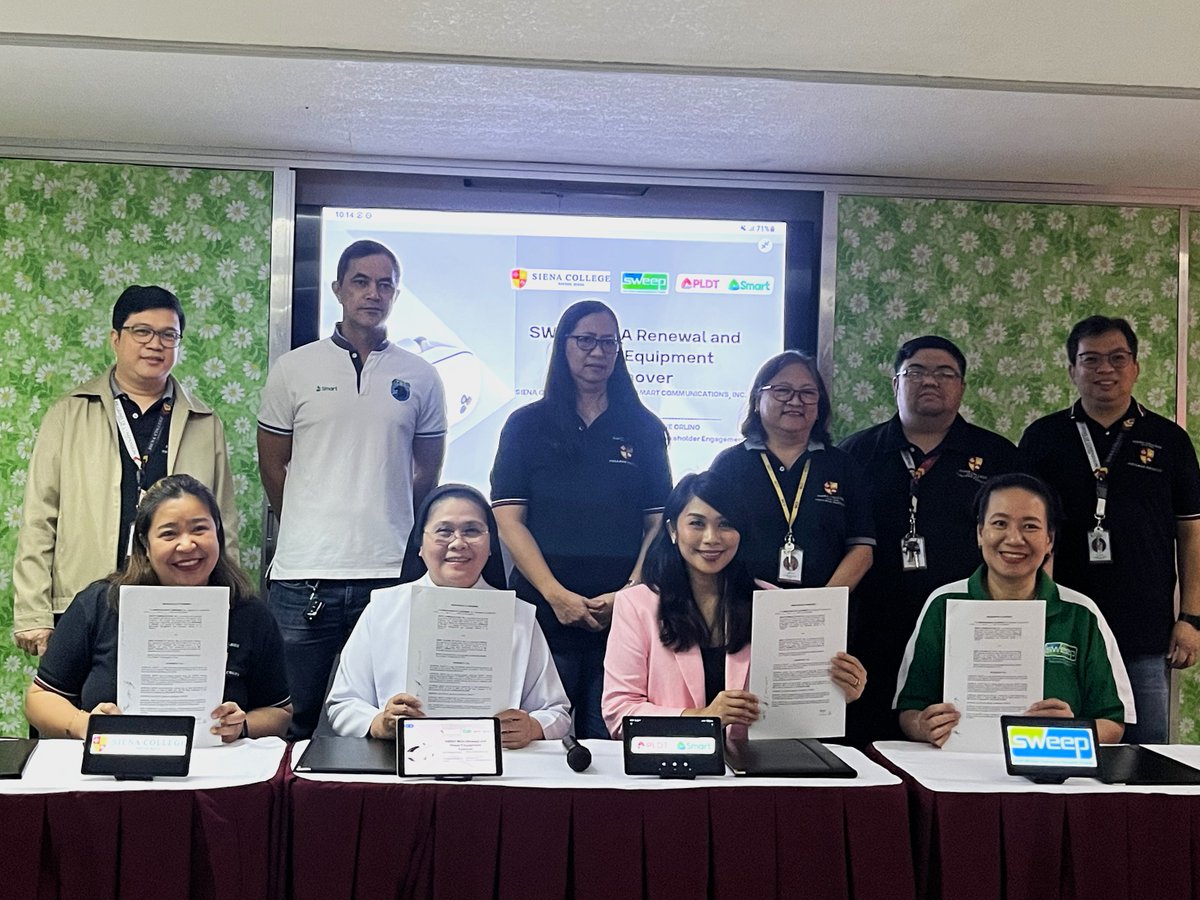 SmartNewsroom's tweet image. Siena College of Taytay in Rizal gears for a future boosted by artificial intelligence as it renews its affiliation with the Smart Wireless Engineering Education Program (SWEEP). Read more: bit.ly/4nJQwqz

#LearnSmart