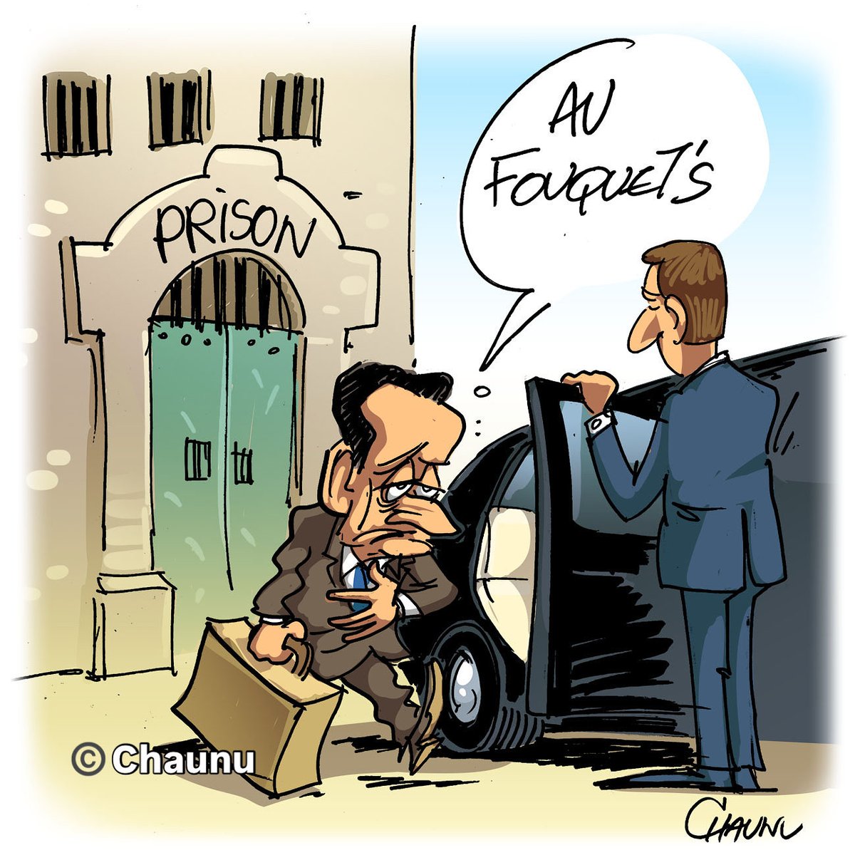 ✏️ #dessin du jour pour <a href="/_lunion/">L'union</a> : le programme de Nicolas Sarkozy à sa sortie de prison #actu #dessindepresse