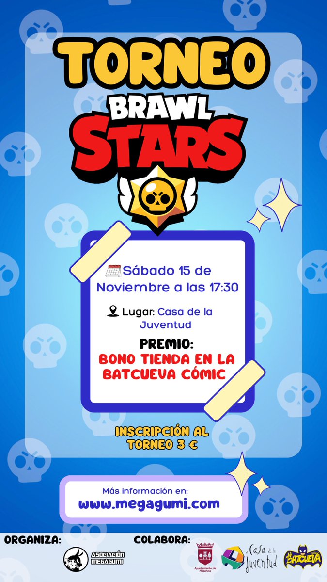 ¡TORNEO BRAWL STARS! 🎮💥

🗓️ SÁBADO 15 DE NOVIEMBRE
⏰ 17:30
📍 CASA JUVENTUD

¡Ven a competir en el modo supervivencia poniendo a prueba tu habilidad y rapidez! 🚀🏆

#Torneo #BrawlStars