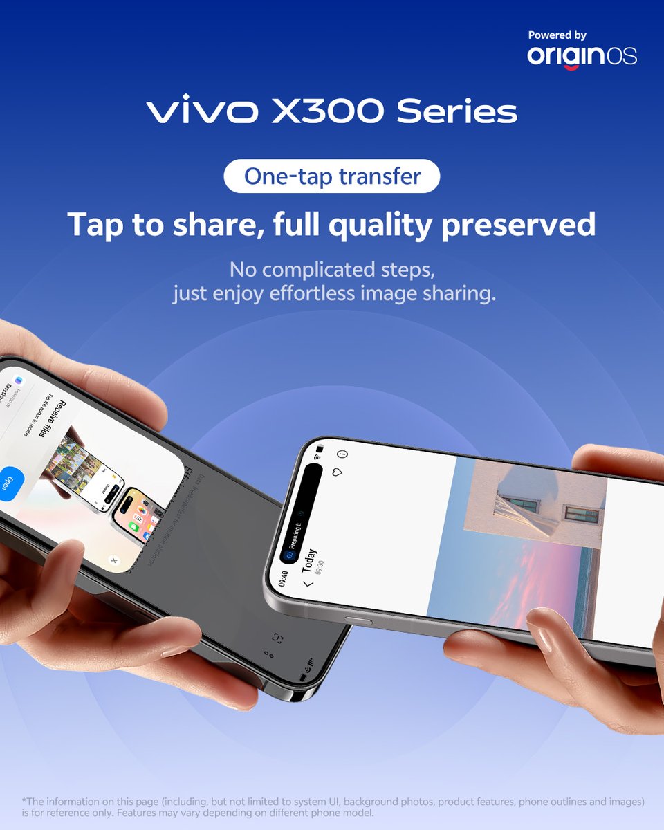 OriginOS_Global's tweet image. A seamless data flow. One-tap transfer initiates full-quality sharing, while Origin Island provides live status updates. See this new efficiency on vivo X300 Series.
