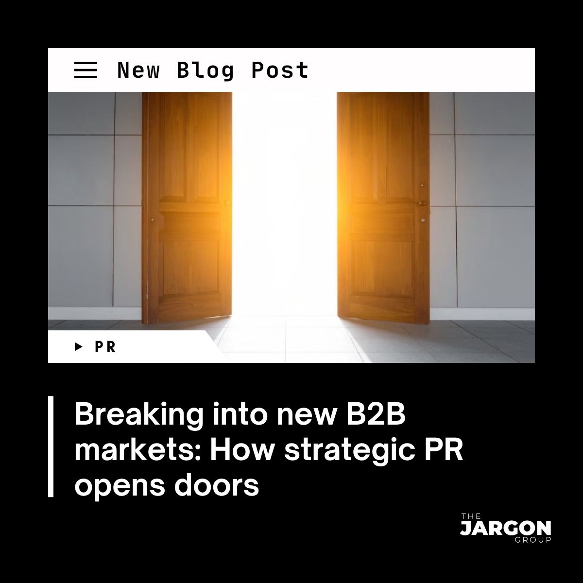 jargonpr's tweet image. Sales open doors, but PR builds trust. In new B2B markets, credibility and visibility are everything. Discover how strategic PR drives growth in Emily John’s latest blog: thejargongroup.com/post/breaking-…