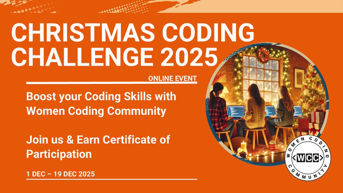 arz_ugny's tweet image. Christmas Coding Challenge is back! 🎄🚀

I’m leading the 2025 Christmas Coding Challenge at Women Coding Community! 🎄

Beginner or experienced, you will get real value here. You will build skills, a daily habit, and discipline. 
👇See the post below for details.