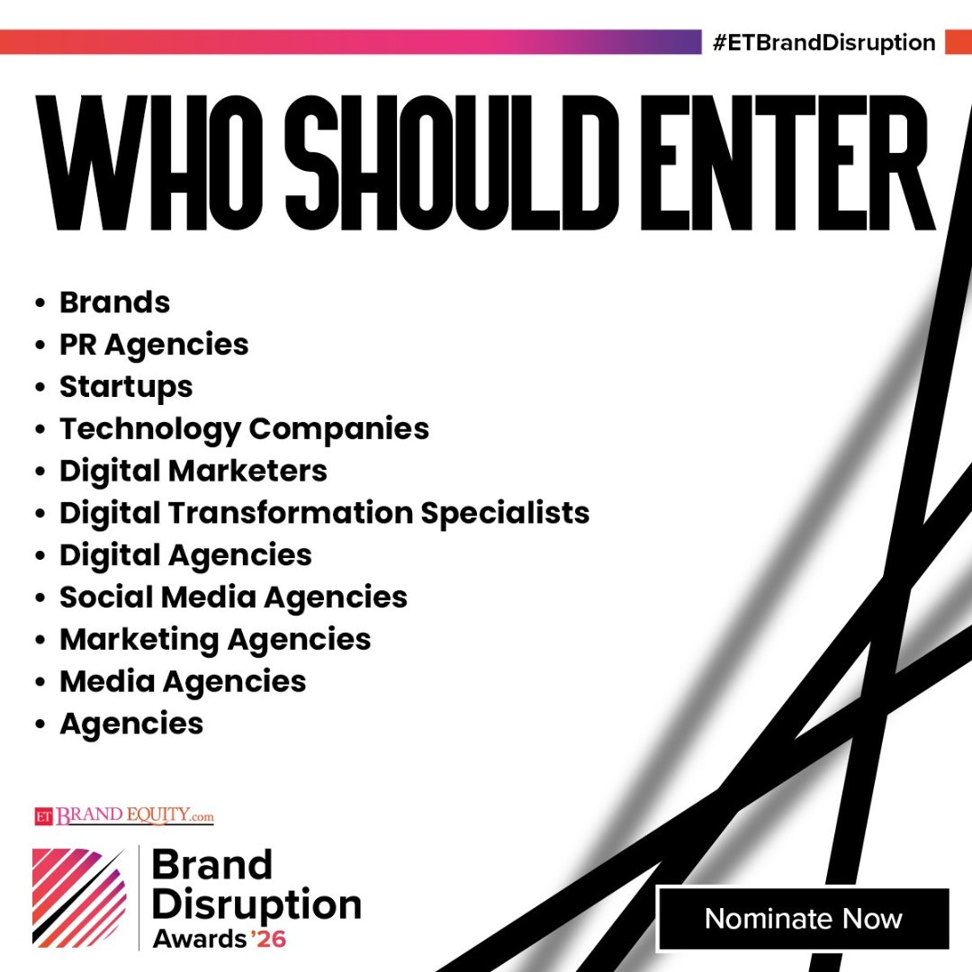 ETBrandEquity's tweet image. From brands and startups to agencies and tech disruptors, the ET Brand Disruption Awards 2026 celebrates those reshaping the future of brand engagement and consumer connection. 

👉 Nominate Now - …ndequity.economictimes.indiatimes.com/disruption-awa…

#ETBrandDisruption #ETBrandEquity #MarketingInnovation