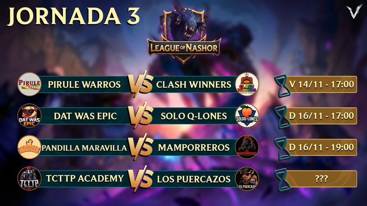 Nos acercamos al ecuador de la liga ! Damos inicio a la jornada 3 💪🏻En esta semana ya empezarán a verse el top se distancia en la clasificación o se mantienen reñidas las posiciones.