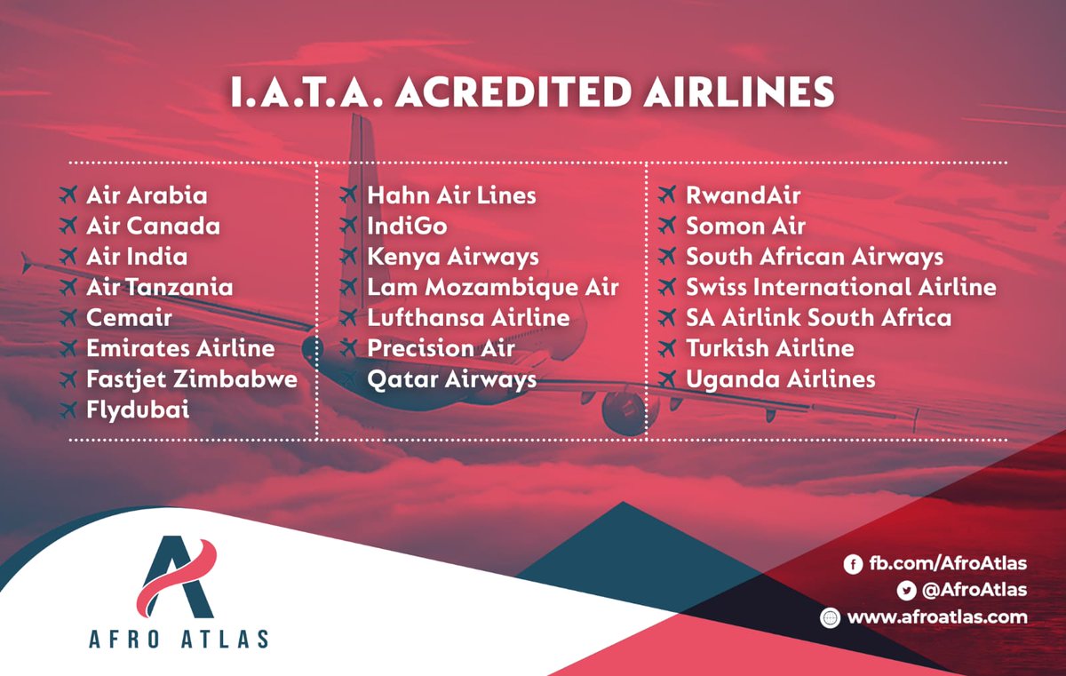 Some of the I.A.T.A Accredited Airlines on our platform... more reasons to onborad on the #afroatlas platform. 

☎️/WhatsApp 0716 633 333 
📧 info@afroatlas.com