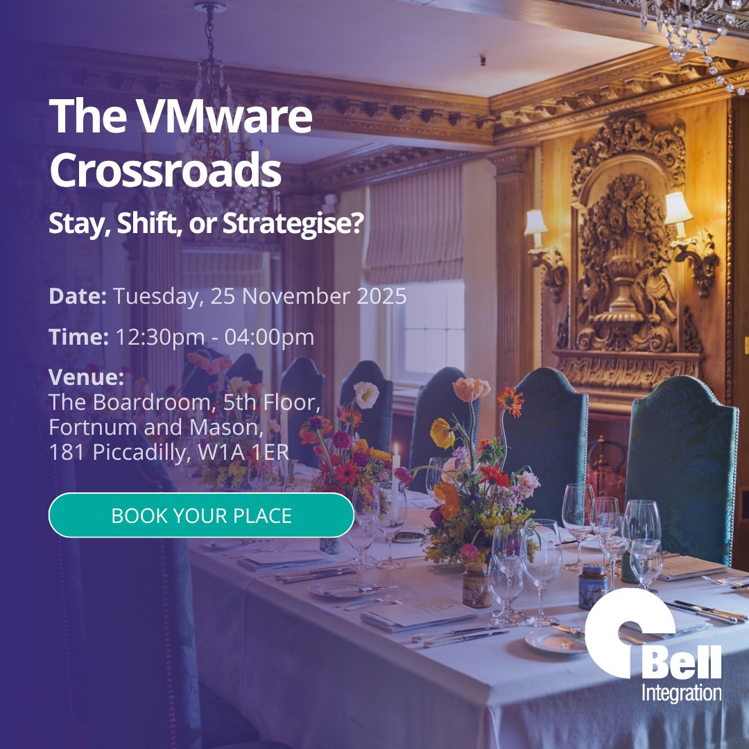 📍 Broadcom's VMware acquisition - what it means for your business. 

It is predicted that a third of VMware workloads will move to alternative platforms by 2028. Join with us for a discussion over lunch on 25th November; you can book your seat here lnkd.in/dHrdrPU3