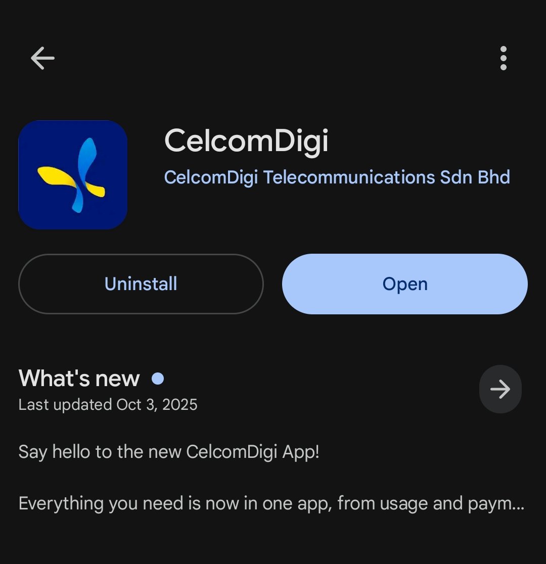 DN_Aslam's tweet photo. Hi semua! Just nak ingatkan..klu korang masih guna Celcom Life atau MyDigi app, skrg masa terbaik untuk tukar ke app baru CelcomDigi. App lama tu akan ditamatkan tak lama lgi &amp; x dpt access. jadi lebih mudah kalau mula guna yang baru dari skrg. https://t.co/PnrymKKQ9x