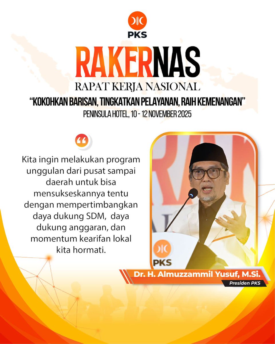 abudhoifan's tweet photo. PKS hadir bukan untuk menjadi penonton,
tapi untuk ikut mengarahkan arus perubahan menuju Indonesia yang berkeadilan sosial.
#RakernasPKS2025 https://t.co/OujCX6HbZh