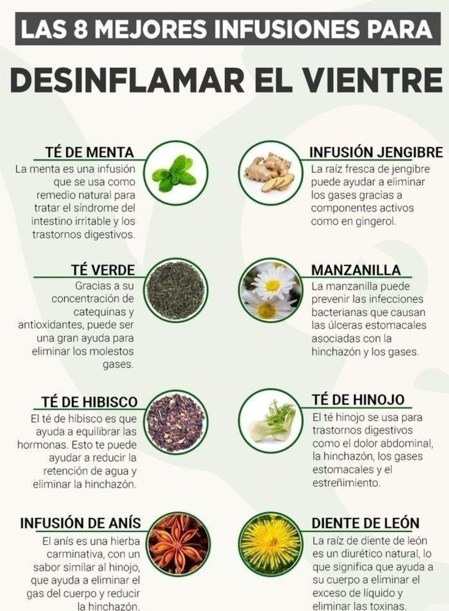 No necesitas pastillas para desinflamar tu vientre.
La naturaleza tiene sus propias fórmulas para aliviar, limpiar y equilibrar desde adentro. 🌿

Aquí te dejo 8 infusiones naturales que ayudan a sentirte más ligera, mejorar la digestión y reducir la hinchazón abdominal.