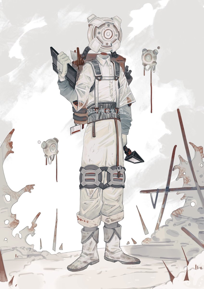 oc…［勘探员］
他们临行前总是会穿上灰白色的衣物，试图在这一片白茫茫的环境中起到隐蔽作用。
*感谢委托人的支持
 #illustration #art #characterdesign #headlesscharacter #frommyworld
#myoc / #originalworld / #artistonx