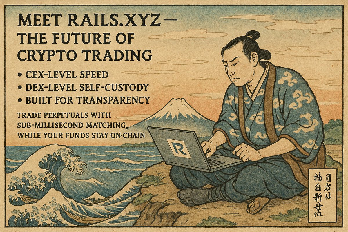 🚀 Meet Rails.xyz — the future of crypto trading.

⚡️ CEX-level speed.
🔒 DEX-level self-custody.
🌐 Built for transparency.
Trade perpetuals with sub-millisecond matching, while your funds stay on-chain.
Hybrid is the new meta.
 rails.xyz