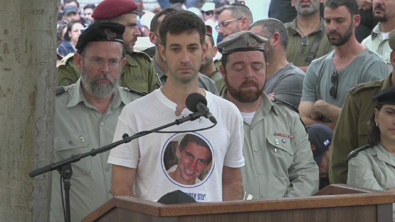 Hemi Goldin , Brother of the late Hadar Goldin addresses Hamas in his speech at the funeral :  “And to you, the scum in Gaza, with titles like "Hamas,"  who are neither Jews nor Christians nor Muslims just made of mud and slime. Take a good look at this people standing here, and