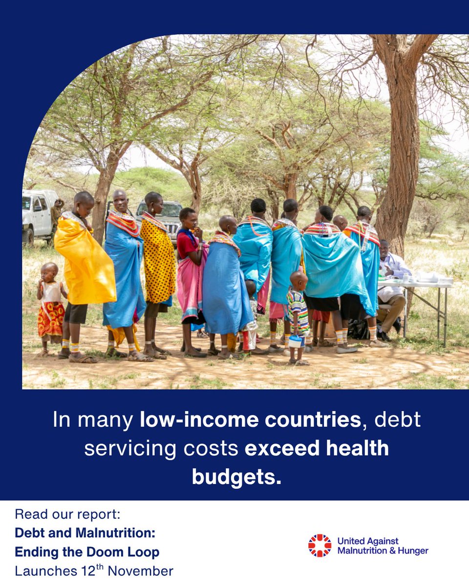 In 2023, low- and middle-income countries spent over US$400 billion repaying debt - more than they invested in health and education. This fuels hunger and malnutrition. <a href="/UnitedAMH/">United Against Malnutrition & Hunger (UAMH)</a>’s report Debt and Malnutrition: Ending the Doom Loop launches soon.
#DebtAndHunger