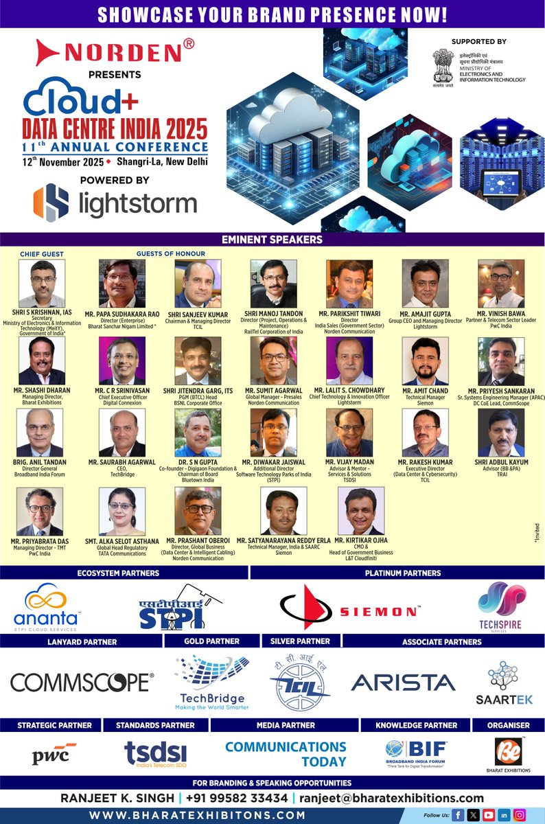 be_exhibitions's tweet image. 🔥 The wait is over! Here’s the power-packed speaker lineup for #CloudandDataCentreIndia2025—India’s brightest minds, game-changers, and tech visionaries take the stage in New Delhi on Nov 12.
Who’s ready to be inspired?
#SpeakerReveal #TechStars